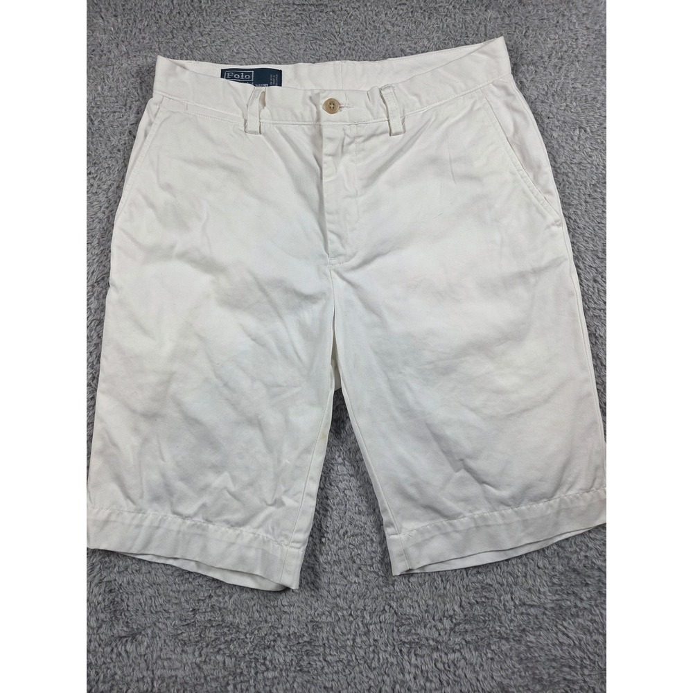 Polo Ralph Lauren Chino Shorts 30 White Mens Cotton Twill Flat Front Pony Logo